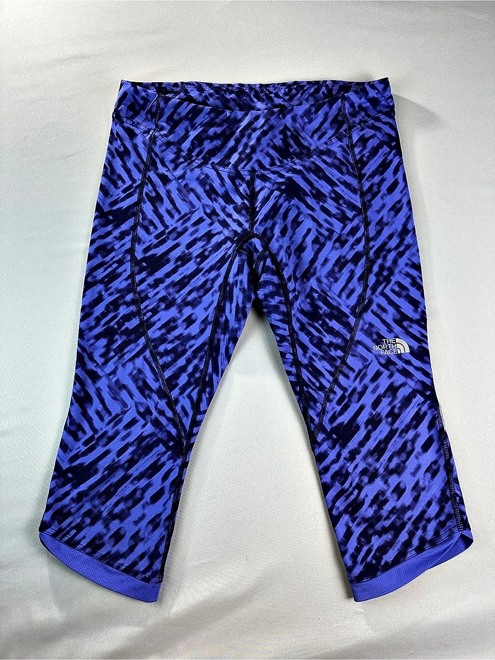 The North Face Abstract Athletic Leggings Purple Black Zumba Medium Slant Cuff